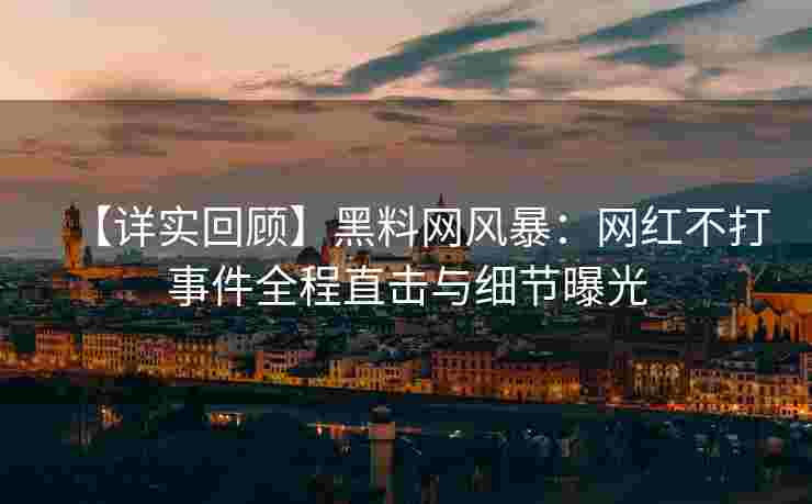 【详实回顾】黑料网风暴：网红不打事件全程直击与细节曝光